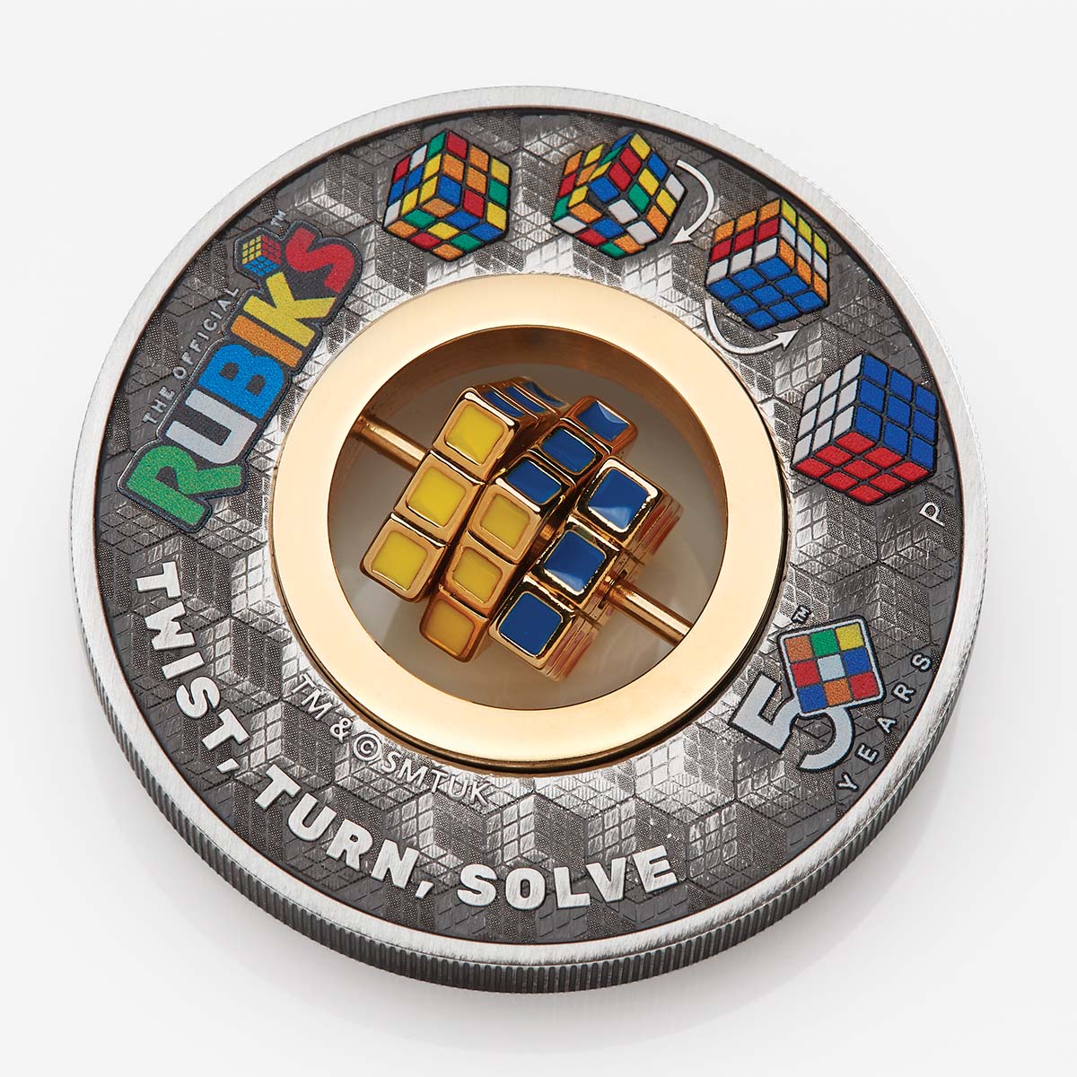 Rubik's Cube 50th Anniversary 2024 $2 2oz Silver Antiqued Coloured Coin - Image 5