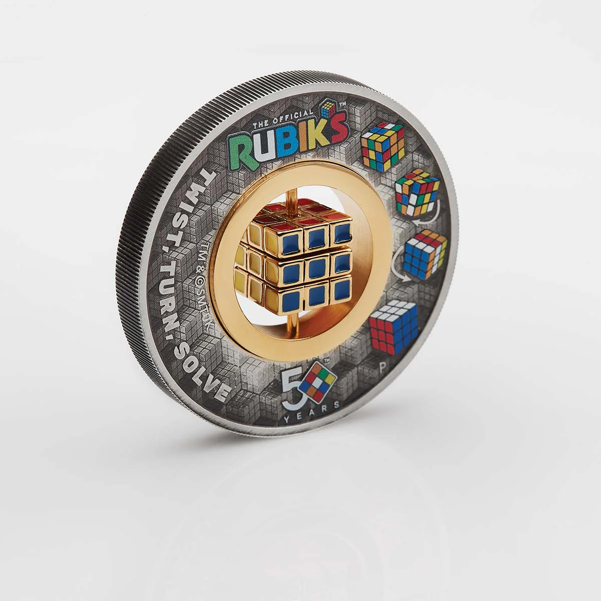 Rubik's Cube 50th Anniversary 2024 $2 2oz Silver Antiqued Coloured Coin - Image 6