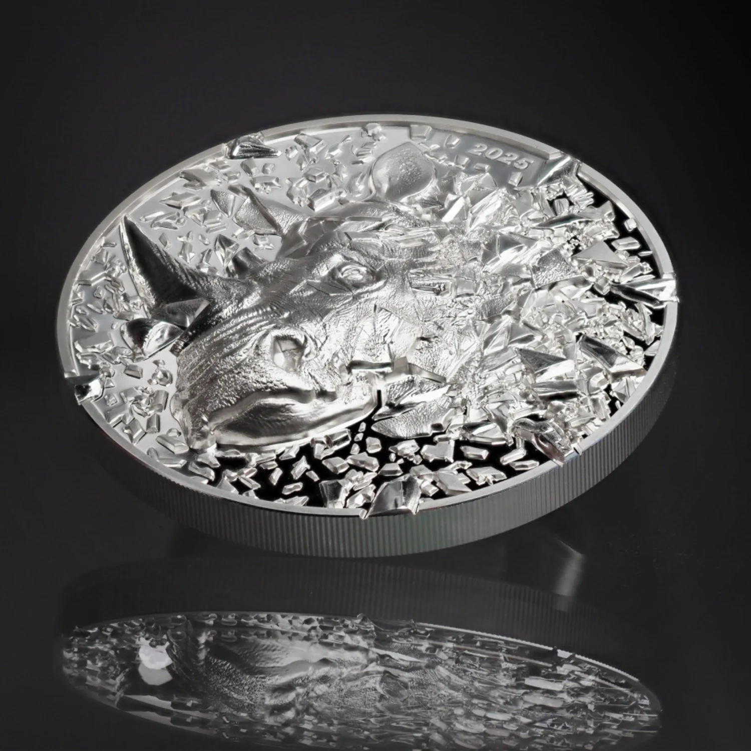 Silver Burst Rhino 2025 $20 3oz Silver Proof Coin - Image 2