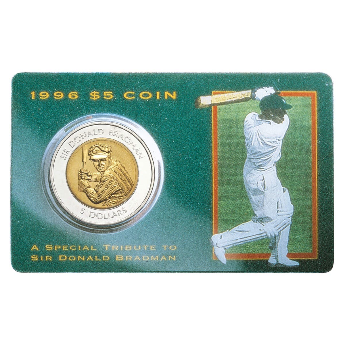 Australia Sir Donald Bradman 1996 $5 Bimetal Uncirculated Coin - Image 3