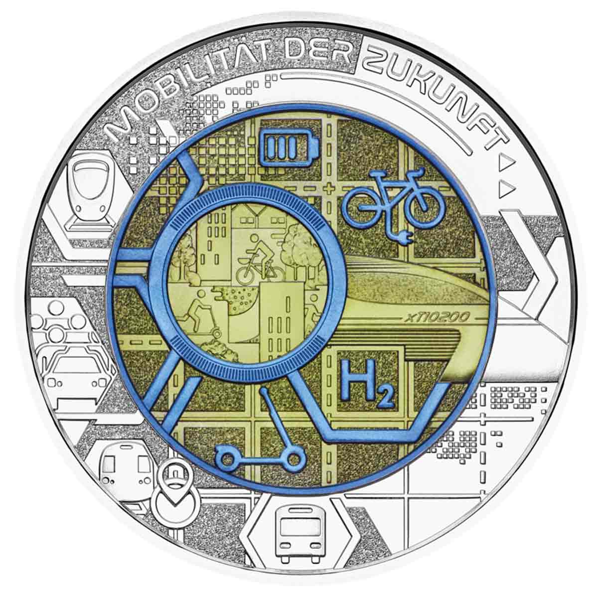 Smart Mobility 2021 25€ Niobium Silver Uncirculated Coin - Image 2