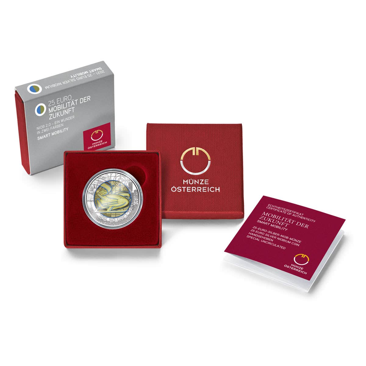 Smart Mobility 2021 25€ Niobium Silver Uncirculated Coin - Image 3