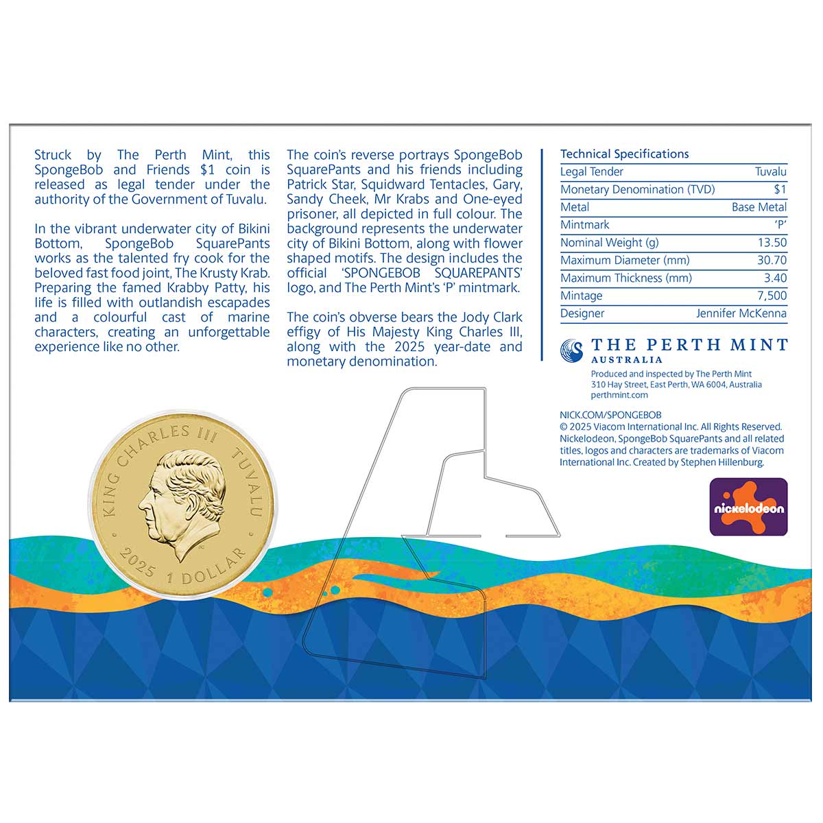 SpongeBob & Friends 2025 $1 Colour Uncirculated Coin - Image 4