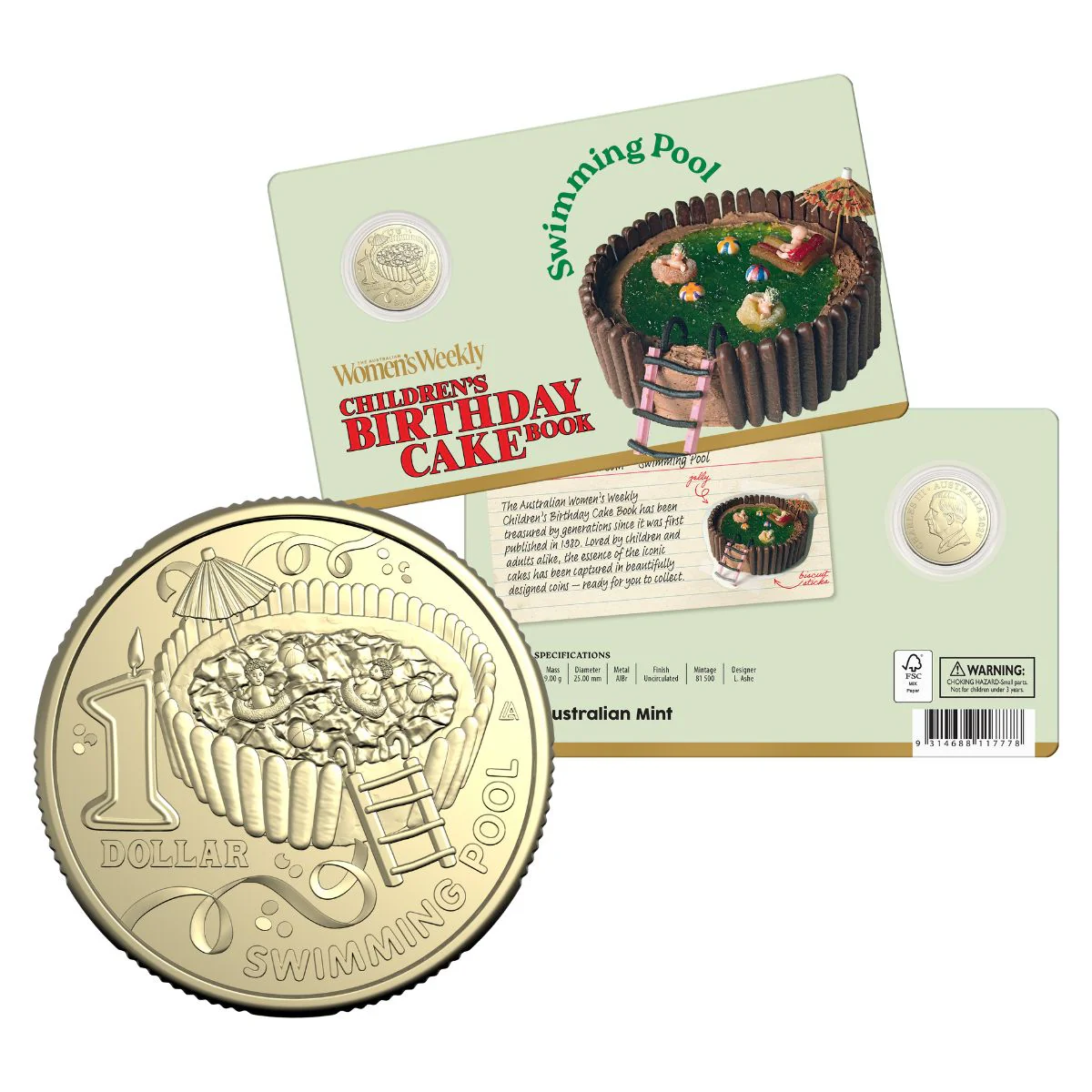 Australia Swimming Pool Birthday Cake 2025 $1 Aluminium-Bronze Uncirculated Coin