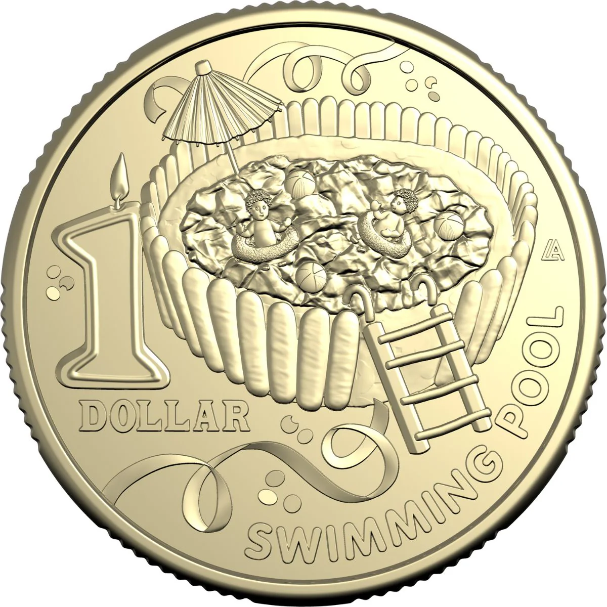 Australia Swimming Pool Birthday Cake 2025 $1 Aluminium-Bronze Uncirculated Coin - Image 2