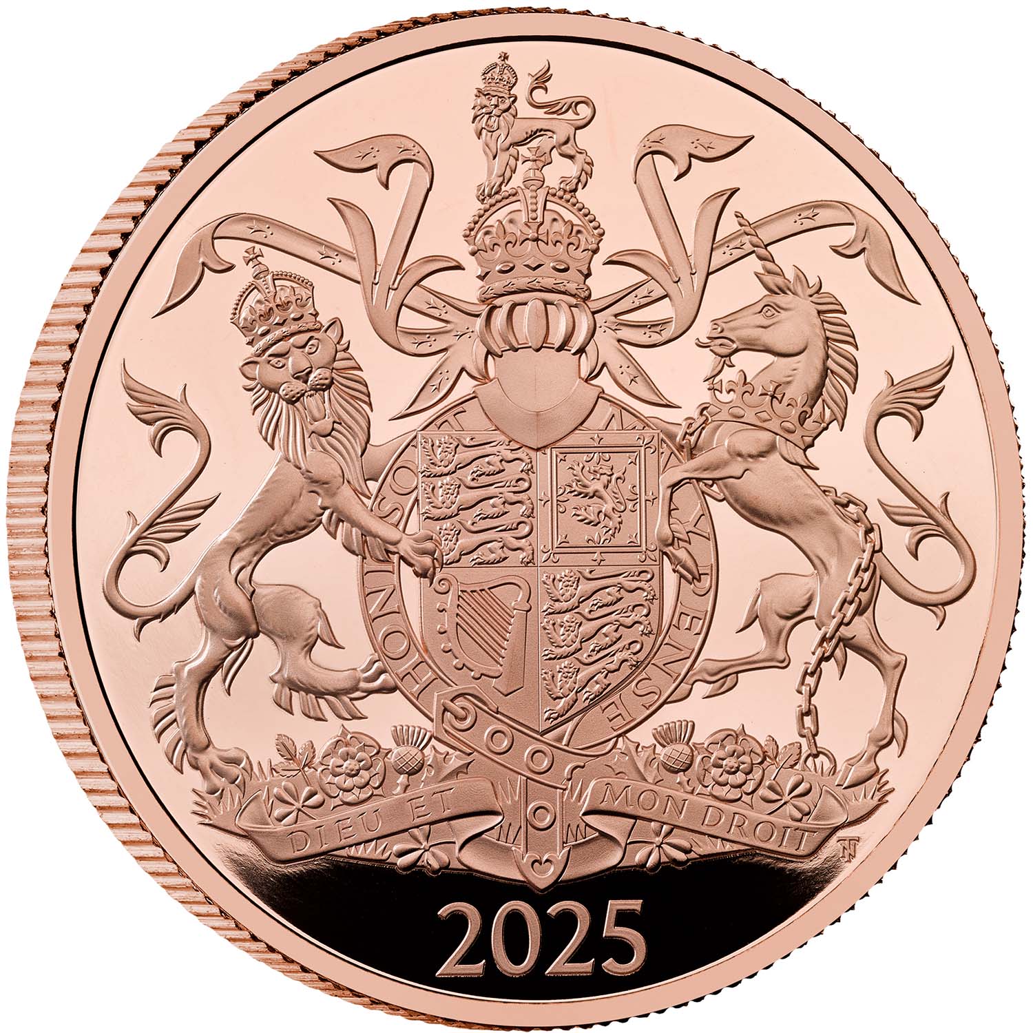 The Royal Arms of His Majesty King Charles III 2025 UK £5 Gold Proof Coin