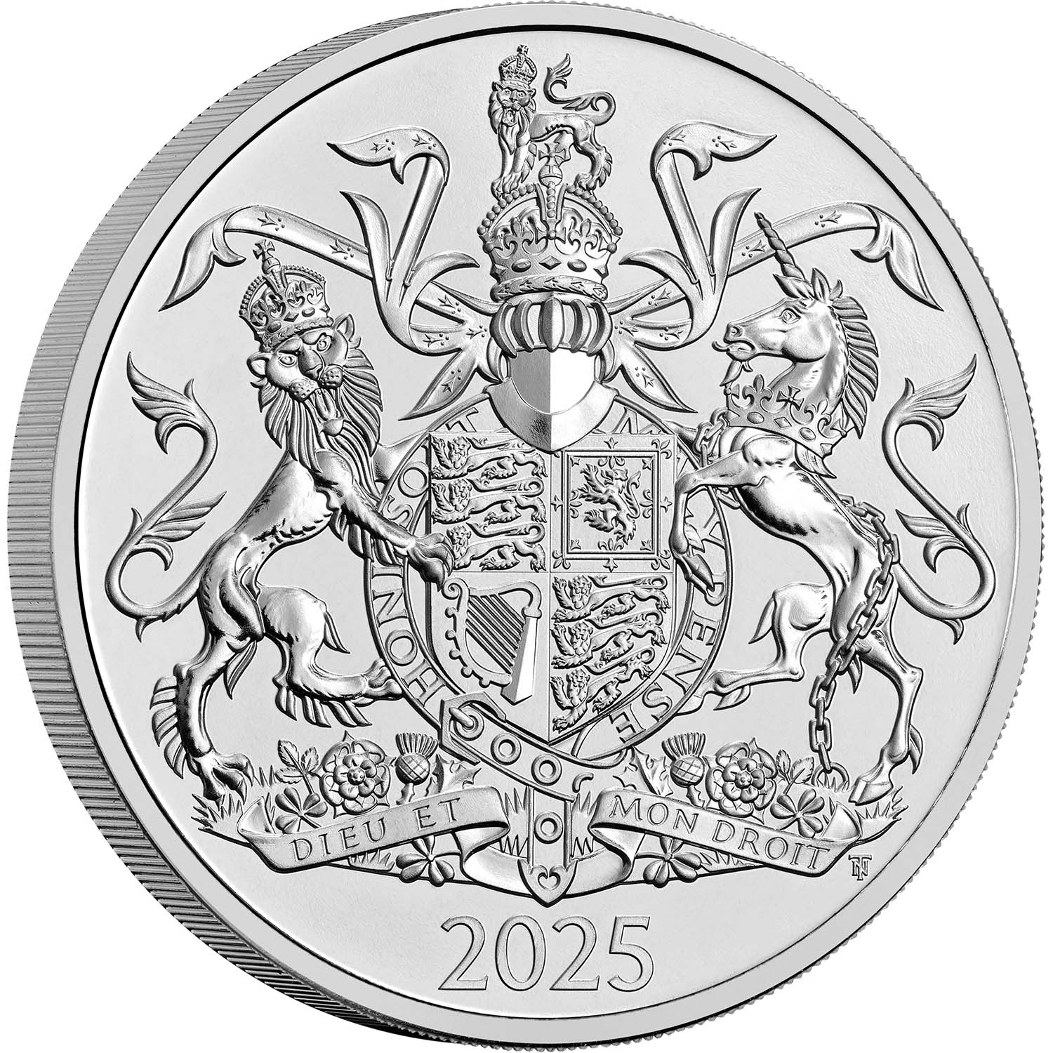 Great Britain Royal Arms of Charles III 2025 £5 Brilliant Uncirculated Coin