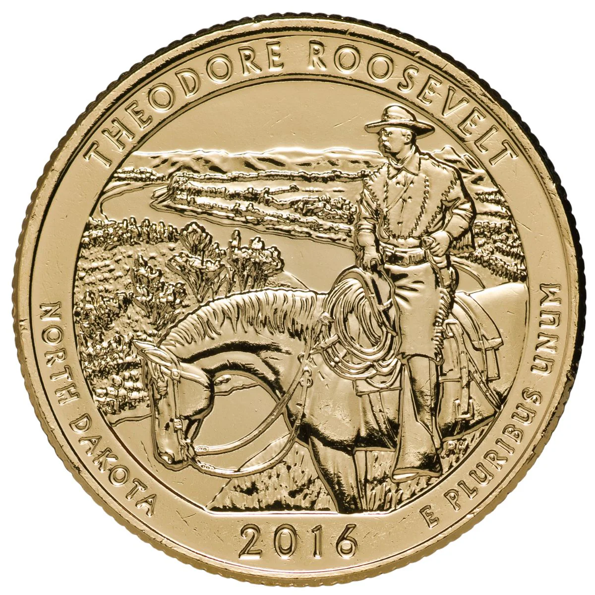 US National Parks 2016 Theodore Roosevelt Gold-plated Coin