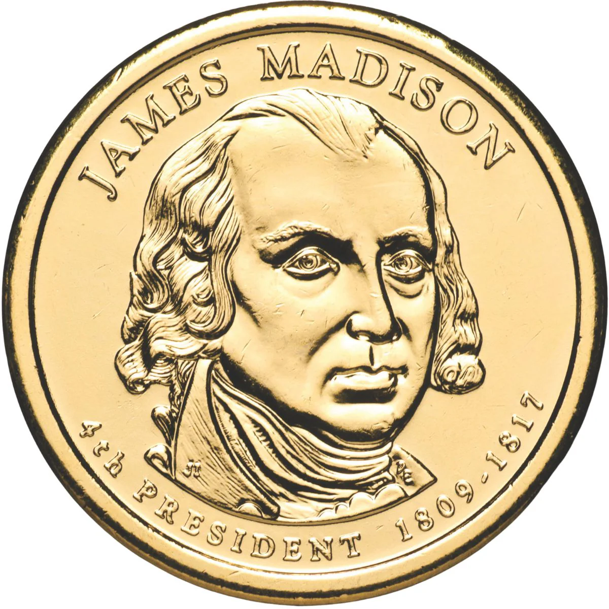 US Presidents 2007 $1 James Madison Gold-plated Coin