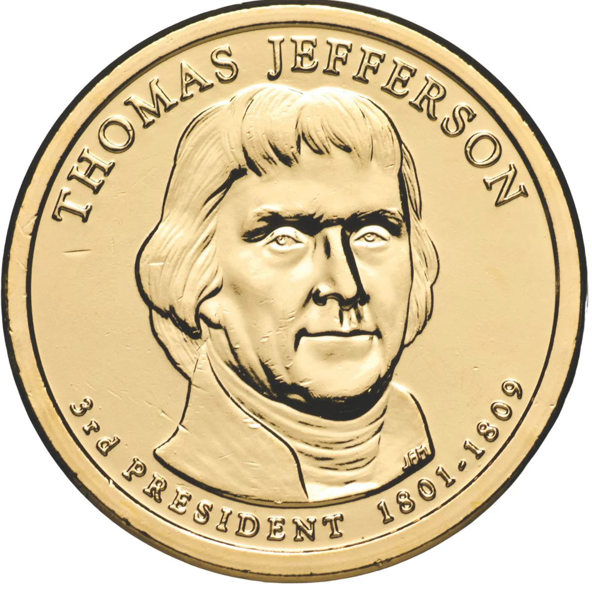 US Presidents 2007 $1 Thomas Jefferson Gold-plated Coin