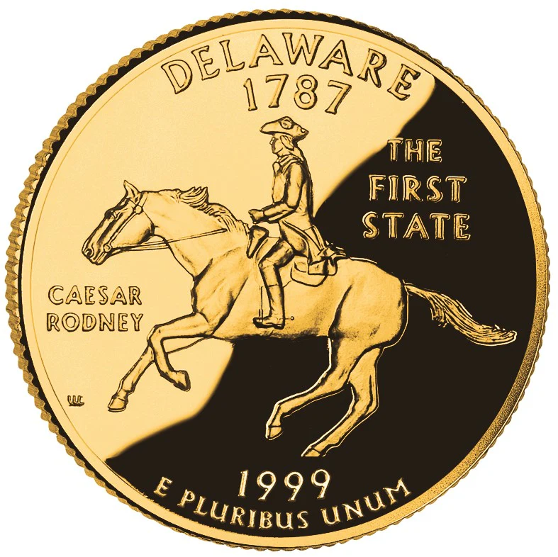 US State Quarters 1999 Delaware Gold-plated Coin