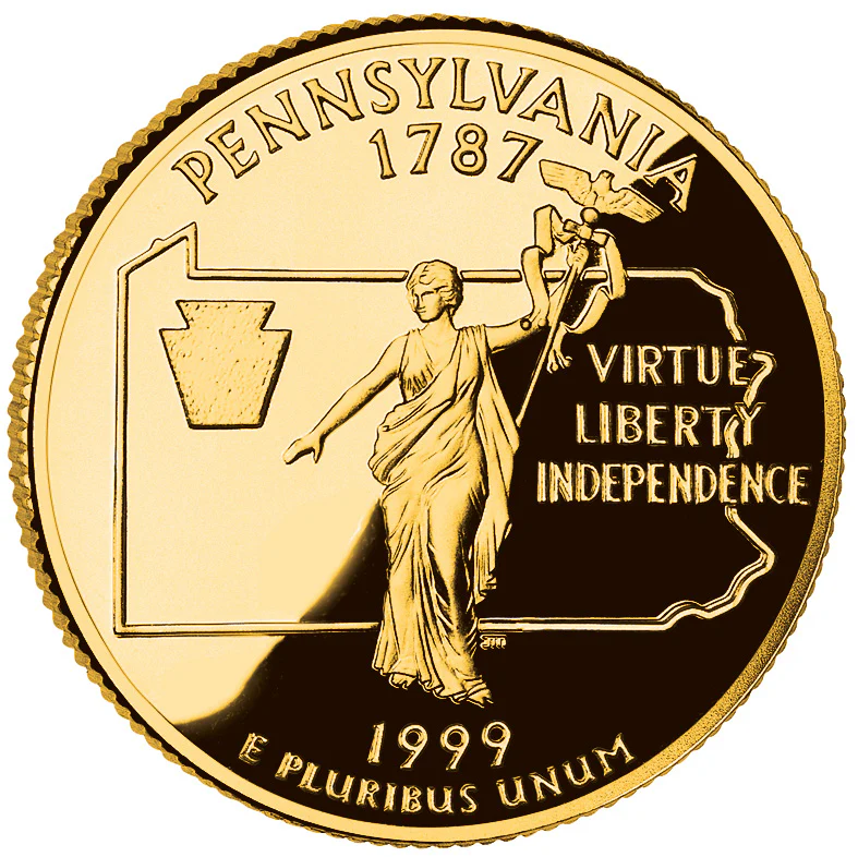 US State Quarters 1999 Pennsylvania Gold-plated Coin