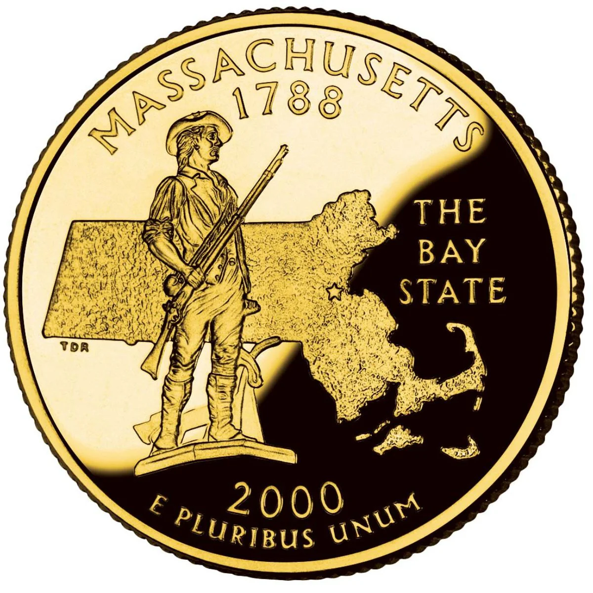 US State Quarters 2000 Massachusetts Gold-plated Coin