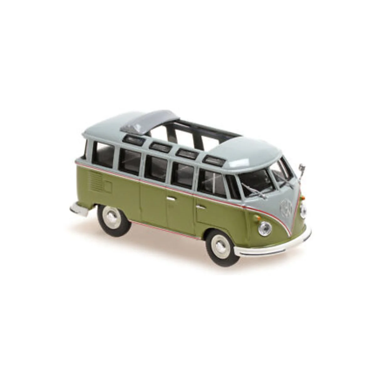 VOLKSWAGEN SAMBA BUS - 1961 - GREY/GREEN - 1:43 Scale Diecast Model Car