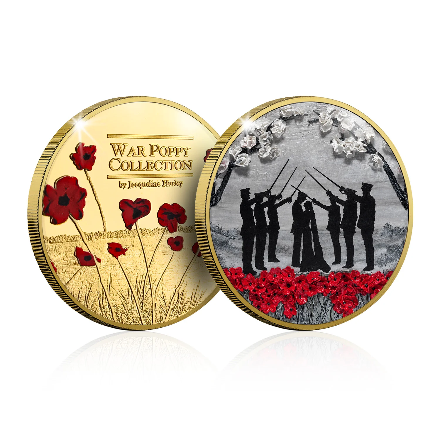 The Jacqueline Hurley War Poppy 'Kiss to Pass' Gold-plated Prooflike Commemorative