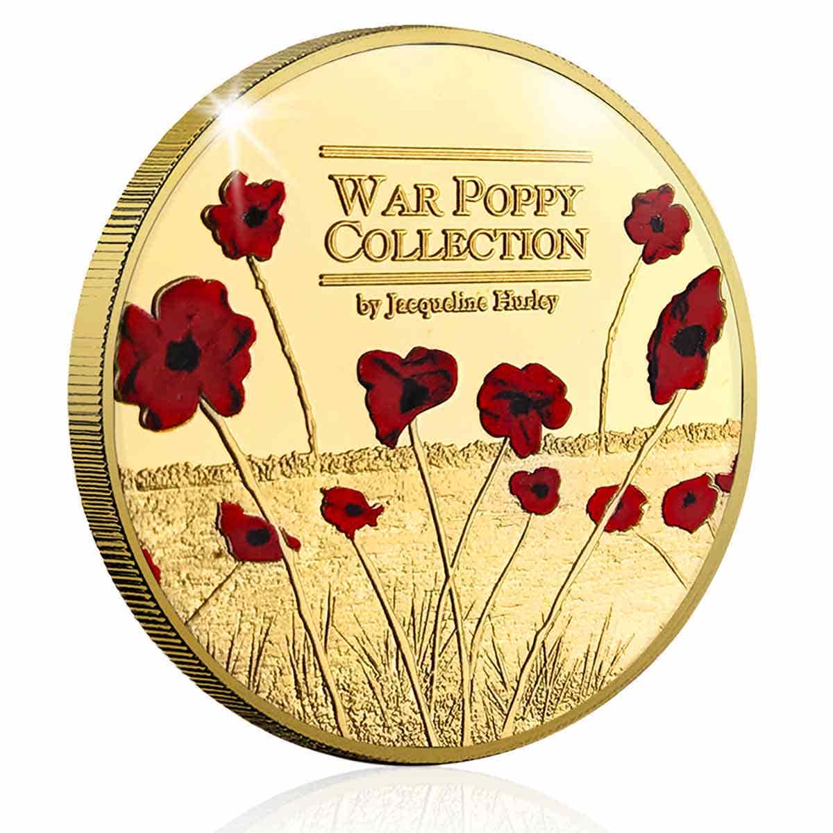 The Jacqueline Hurley War Poppy 'Remembered by Day & by Night' Gold-plated Prooflike Commemorative - Image 2