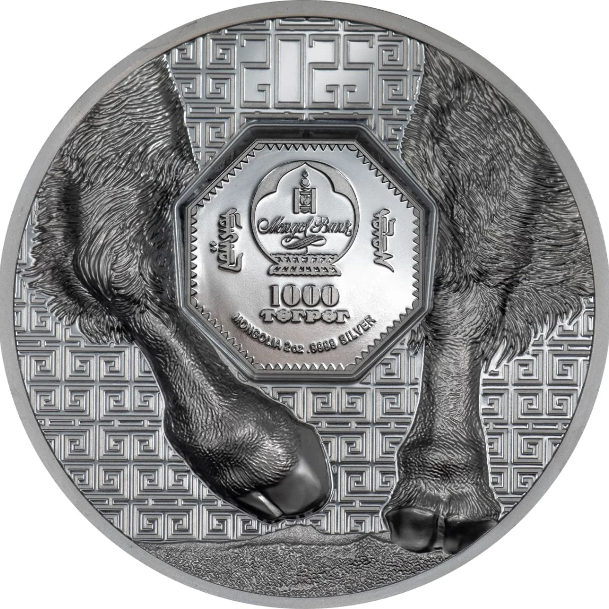 Wild Mongolia 2025 1000T Bison Ultra High Relief 2oz Silver Black Proof Coin - Image 2