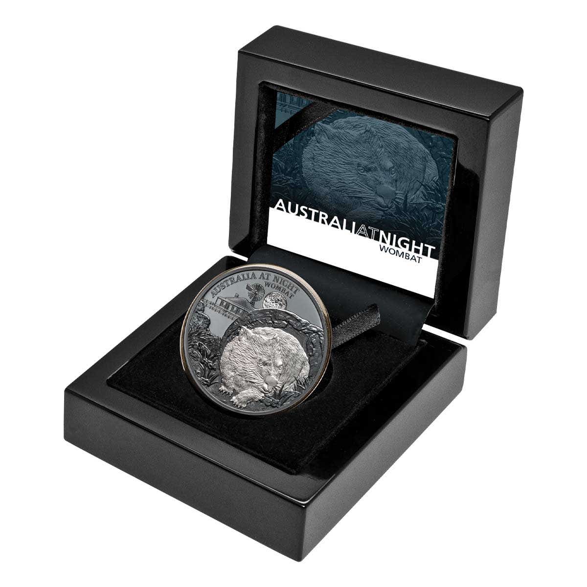 Wombat Australia at Night 2021 $1 1oz Silver Black Proof Coin - Image 3