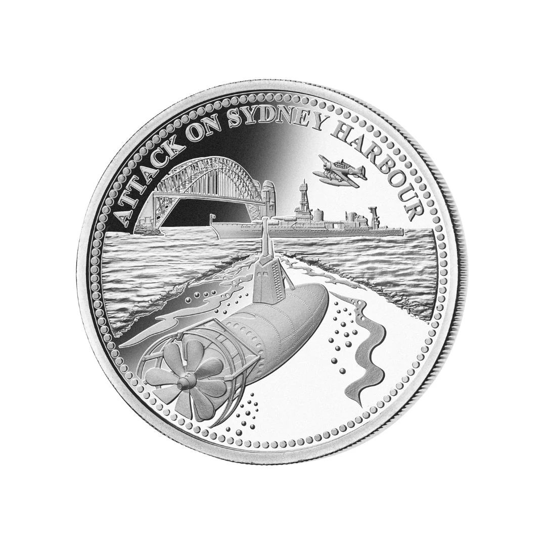 Second World War Attack on Sydney Harbour Silver Prooflike Commemorative