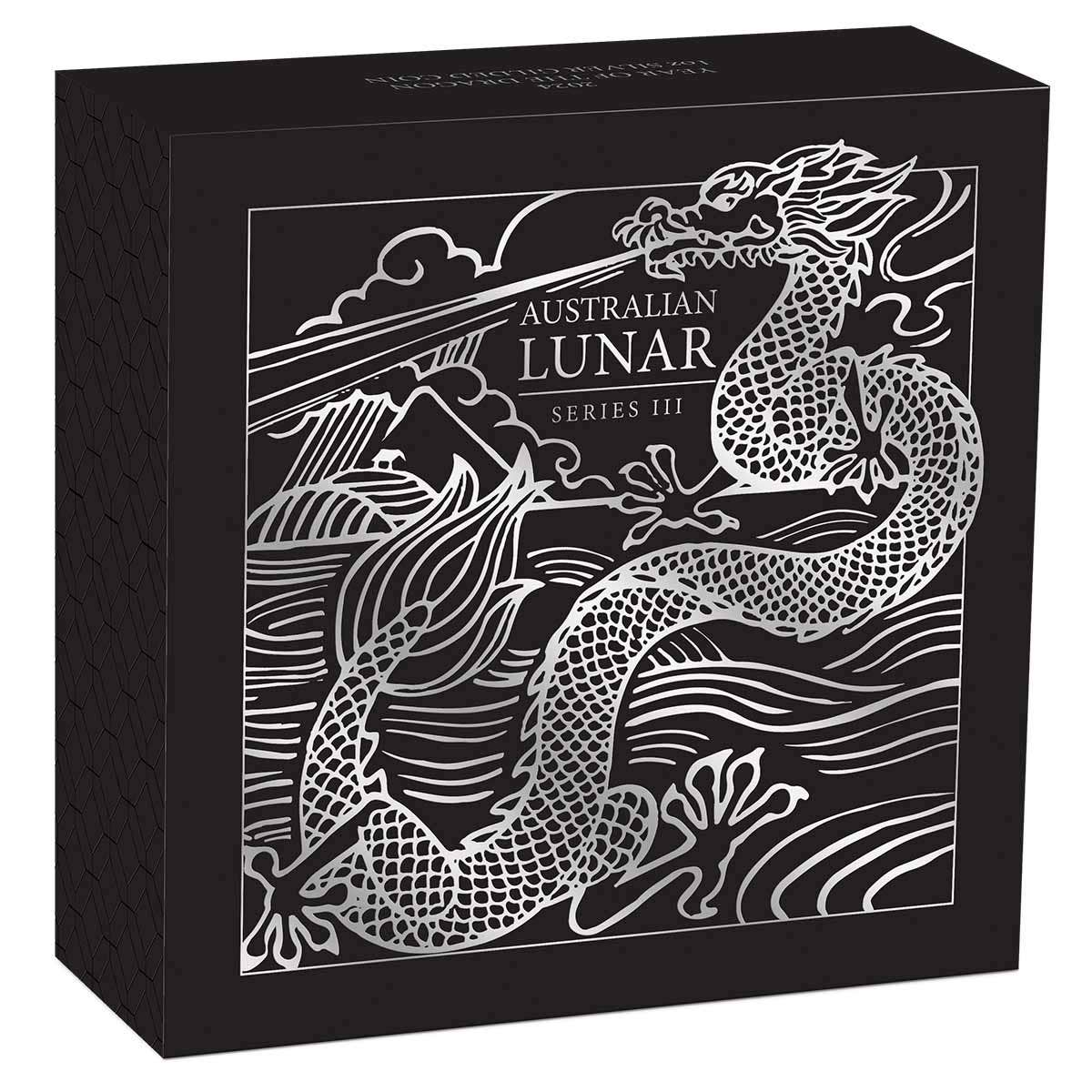 Year of the Dragon 2024 $1 1oz Silver Gilded Coin - Image 4