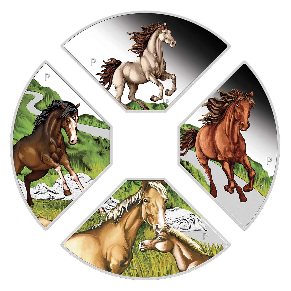 Year of the Horse Quadrant 2026 $1 Colour 1oz Silver Proof 4-Coin Set - Image 2